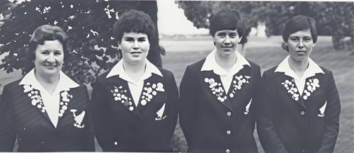 Mrs. A. C. Fraser, Janice Arnold, Elizabeth Douglas, Brenda Rhodes